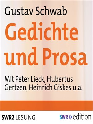 cover image of Gustav Schwab--Gedichte und Prosa